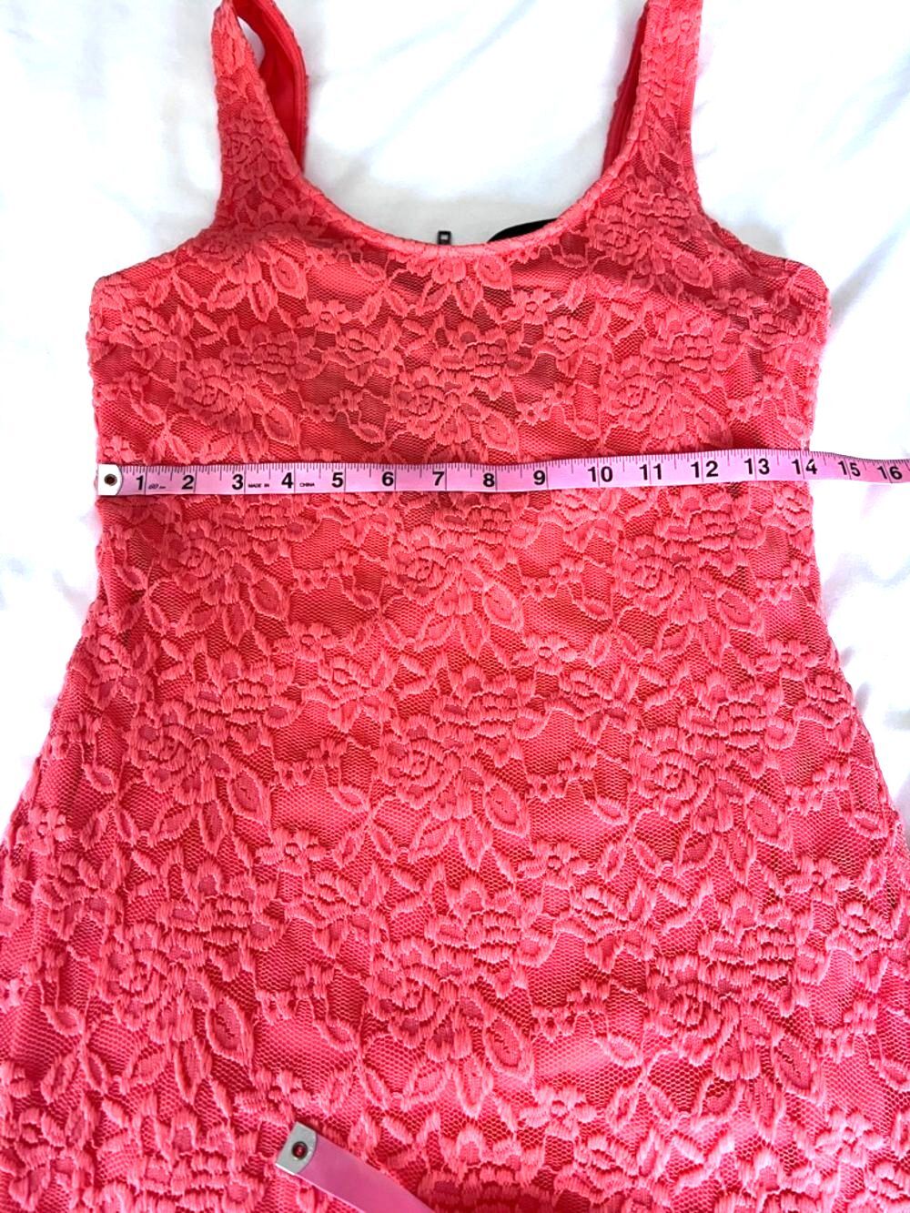 Material Girl Coral Sleeveless Bodycon Cocktail Dress Size L Fits Like M/8 - Picture 6 of 9